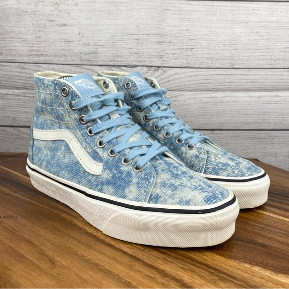 Vans Sk8 Hi Tapered Denim Destroy Winter Sky Sneaker Women’s Shoe Size 6.5 - Picture 3 of 11